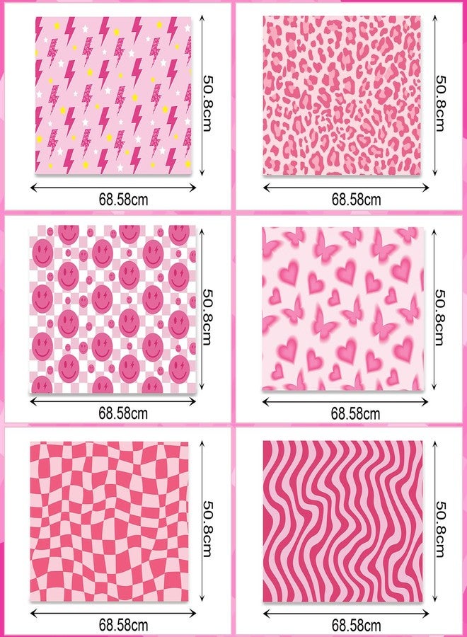 Bolsome 12 Sheets Preppy Themed Wrapping Paper, Pink Smiley Lightning Leopard Butterfly Pattern Gift Wrap Paper for Early 2000s y2k Bachelorette Wedding Party DIY Craft - Image 2